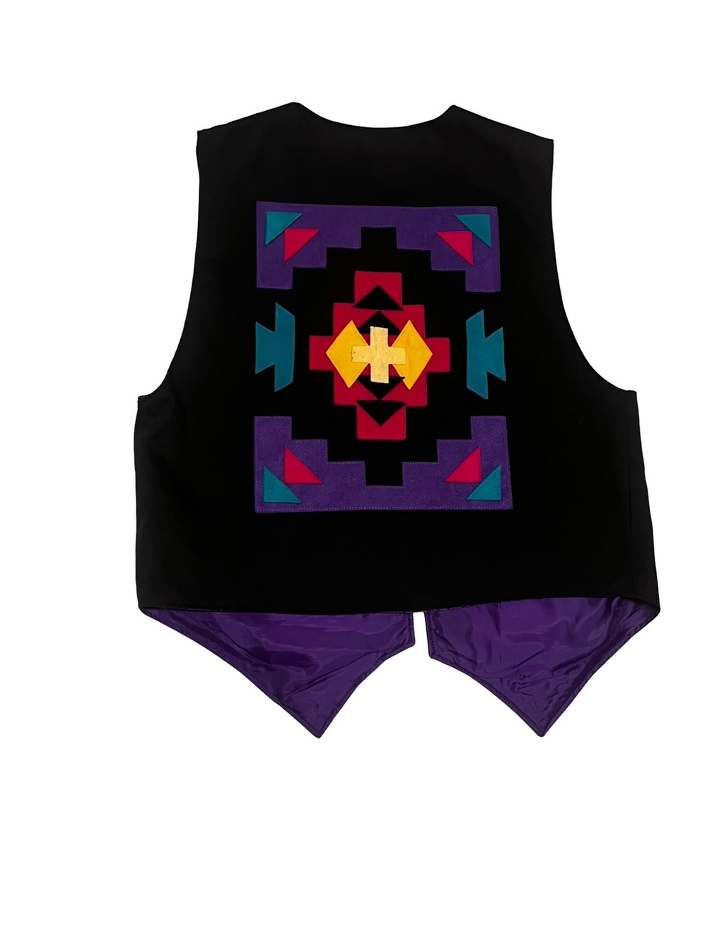 Vtg Navajo Spirit Southwestern Geometric Nickel Buttons Vest Sz M First Nations